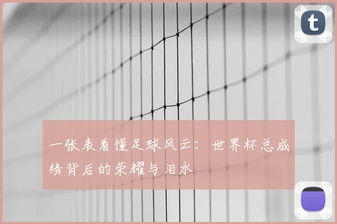 一张表看懂足球风云:世界杯总成绩背后的荣耀与泪水